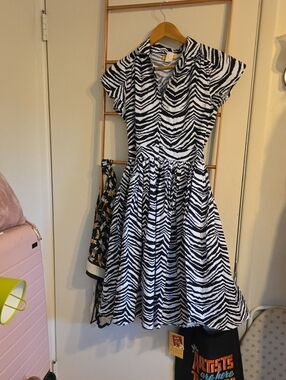Bernie Dexter Black & White Zebra Print Kelly Dress